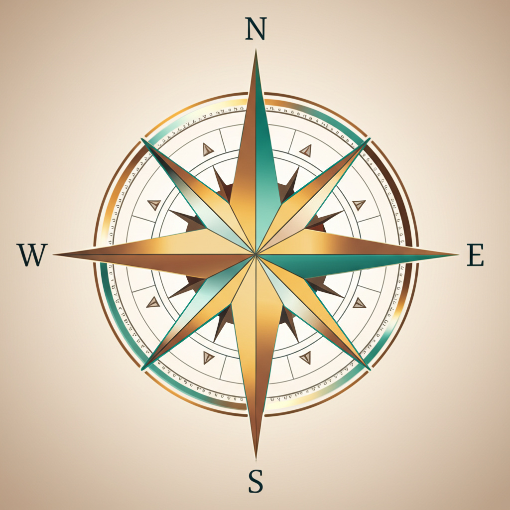 Golden poly compass rose symbolizing intentional living and mindful navigation