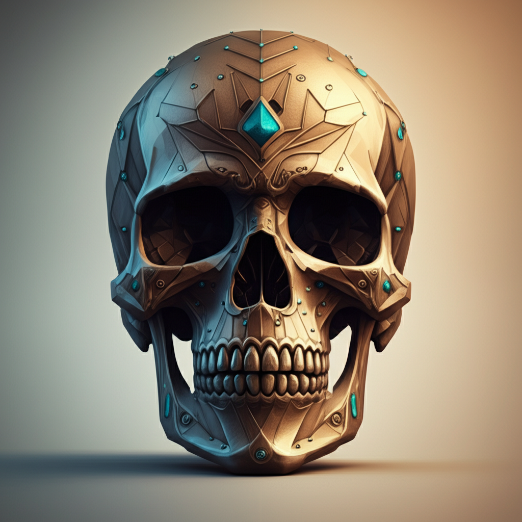 Poly art geometric skull symbolizing mortality and awakening